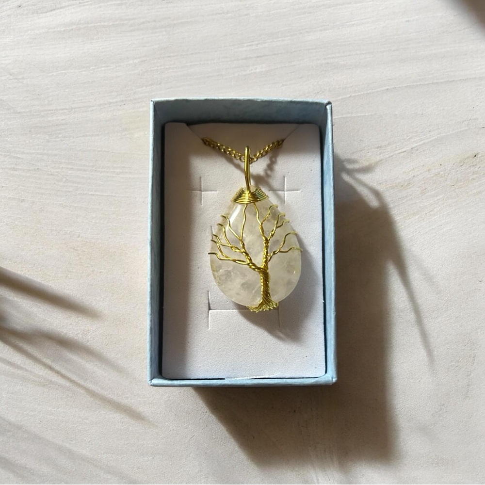 Gold Wire Wrapped Tree of Life Pendant Necklace